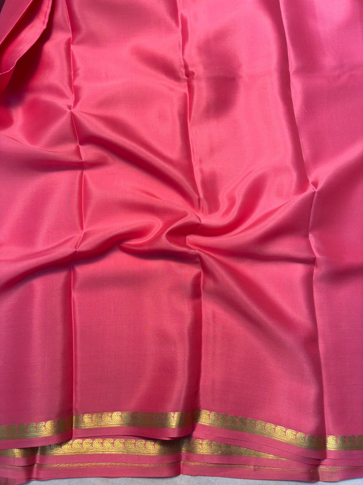 Pure Mysore Silk with 60GSM 1 Inch Border saree - Pink