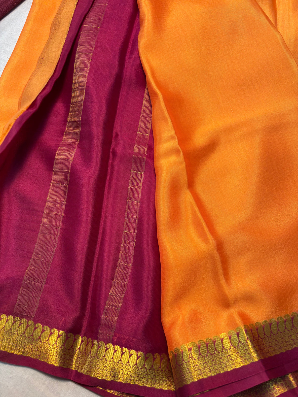 Pure Mysore Silk 60 GSM with Small Border - Mustard yellow