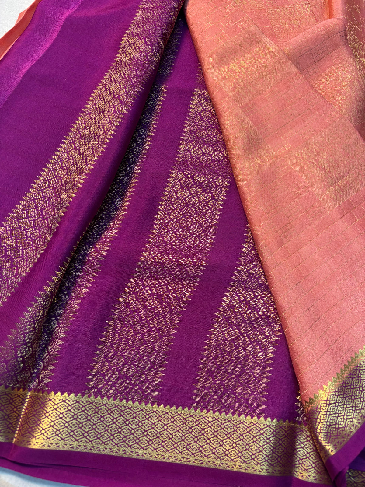 Brocade Pure Mysore Silk saree - Peach
