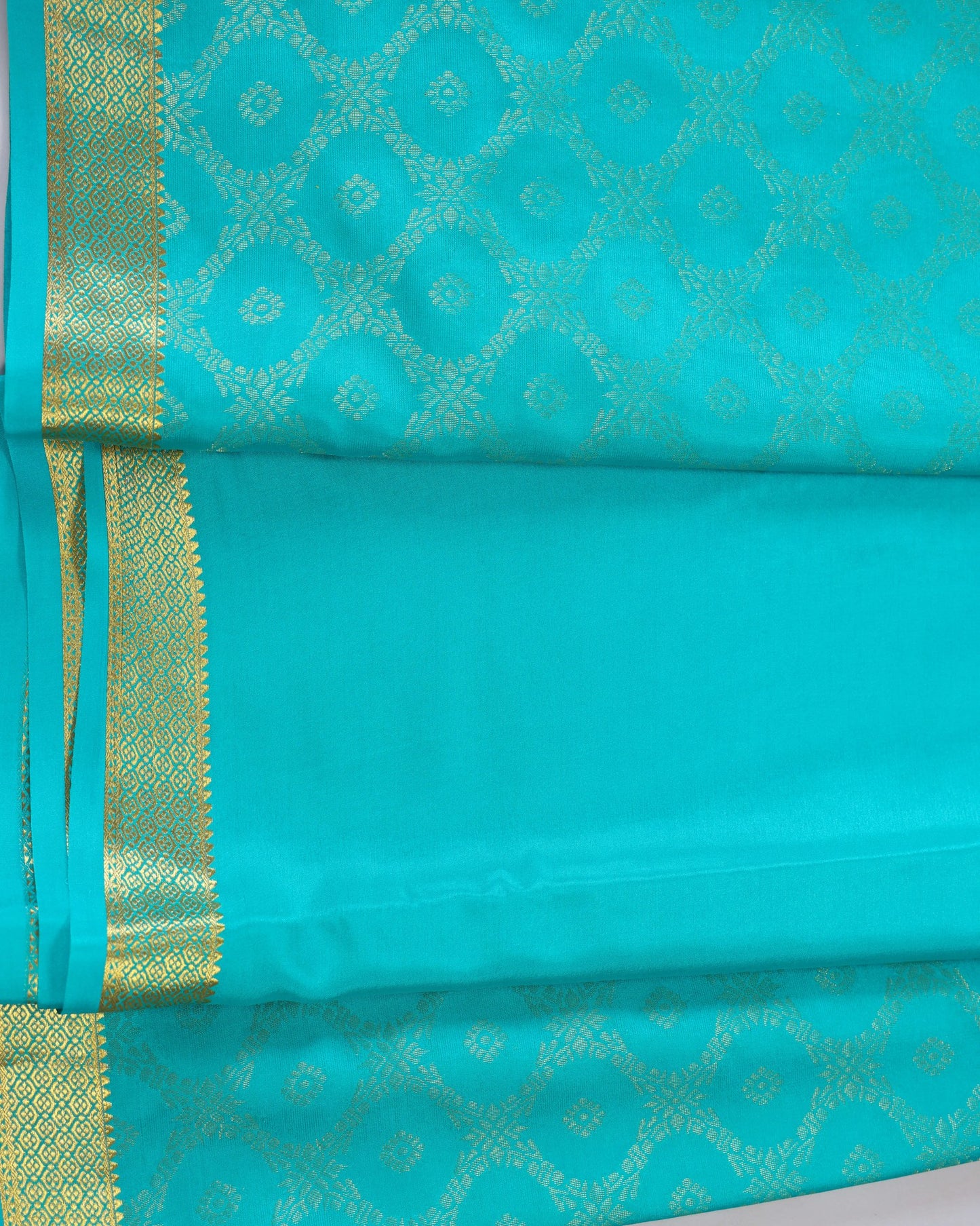 Sky blue brocade butta pure mysore silk