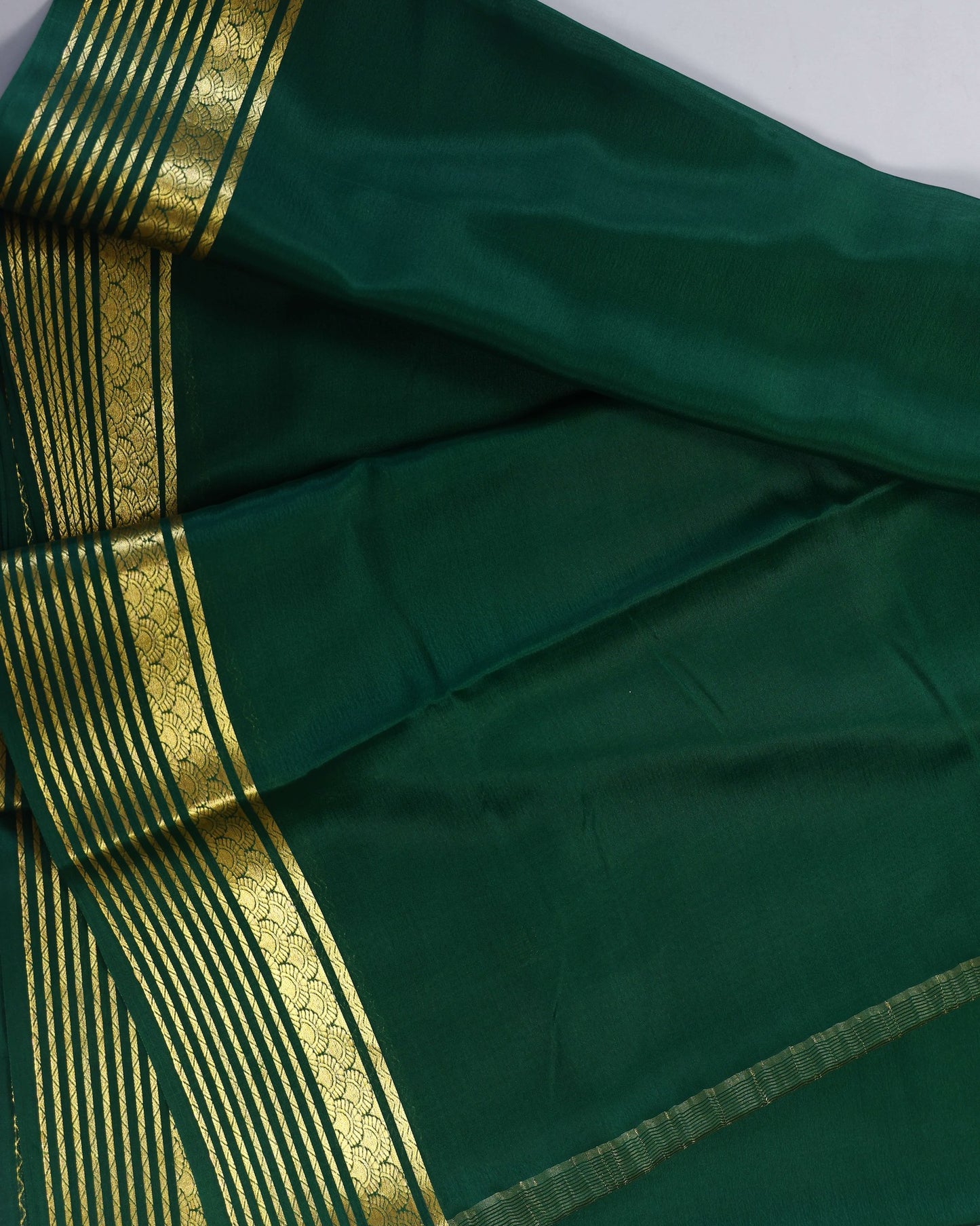 Bottle green self 60gsm pure mysore silk