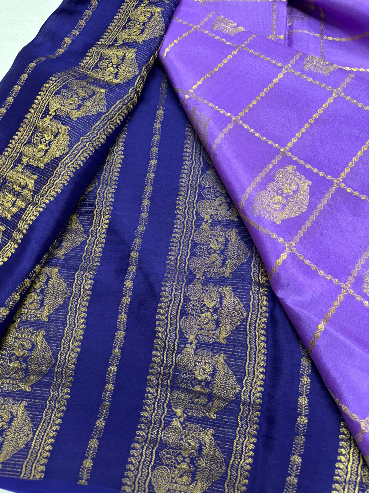 Ratha Vara Pure Mysore Silk Saree -Purple