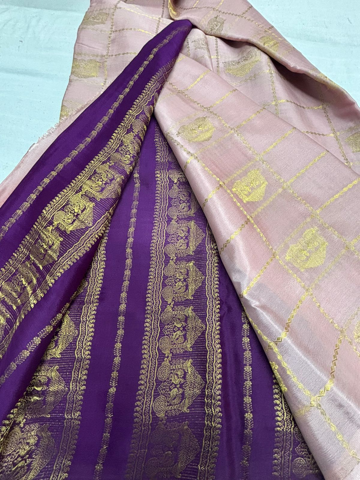 Ratha Vara Pure Mysore Silk Saree -Peach