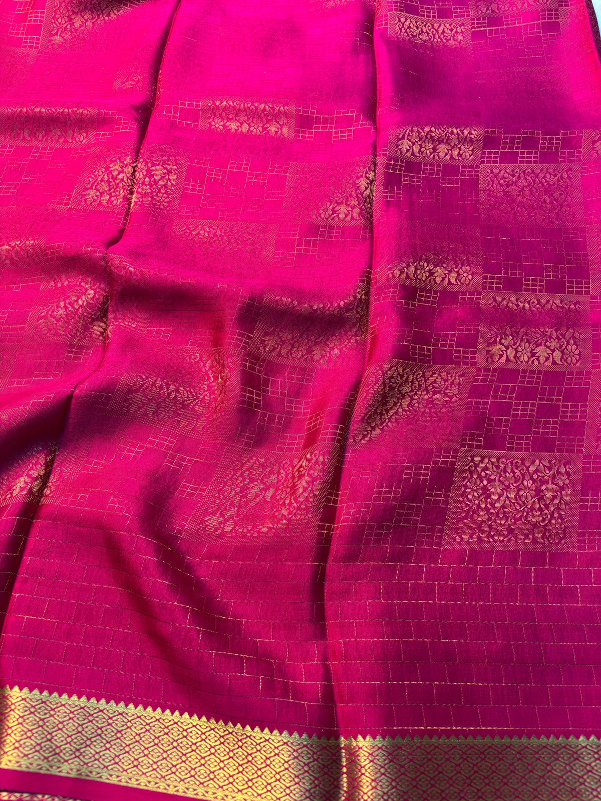 Brocade Pure Mysore Silk saree -Pink