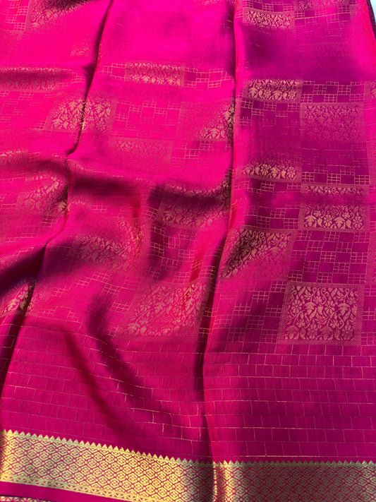 Brocade Pure Mysore Silk saree -Pink