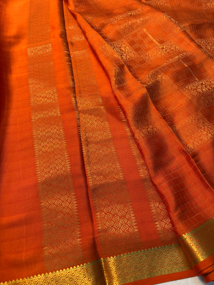 Brocade Pure Mysore Silk saree -Orange