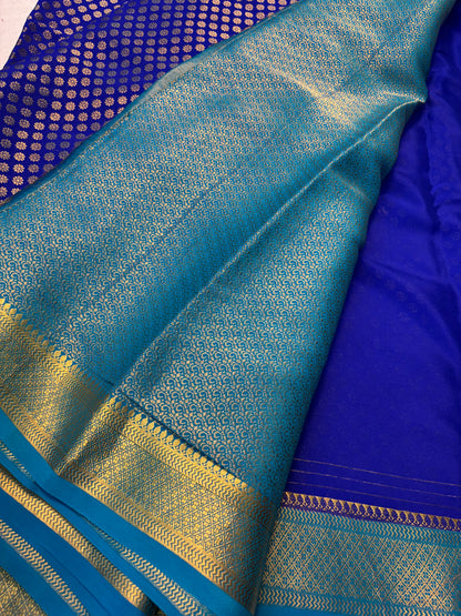 Rising boder Pure Mysore Silk Saree -Blue