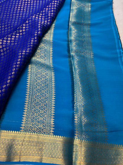 Rising boder Pure Mysore Silk Saree -Blue