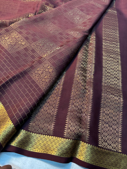 Brocade Pure Mysore Silk saree -Brown