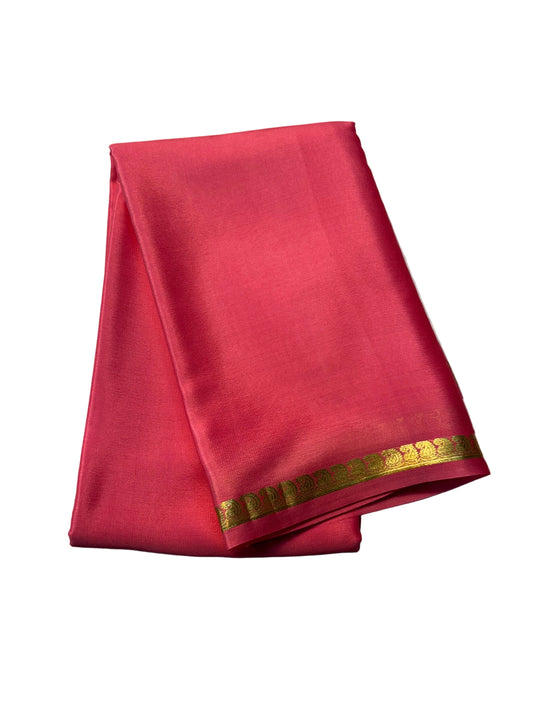 Pure Mysore Silk with 60GSM 1 Inch Border saree - Pink