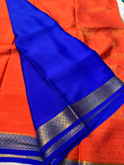 Brocade Pure Mysore Silk saree - Orange