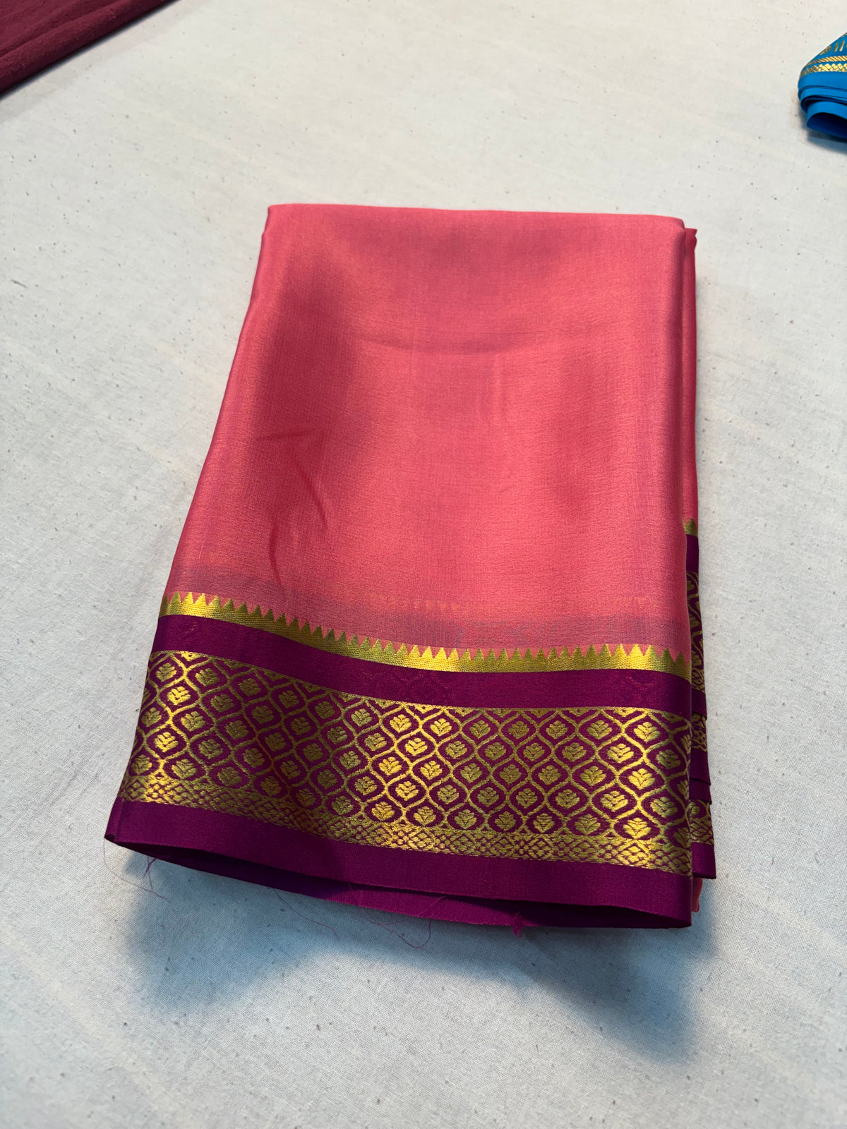 Pure Mysore Silk 60GSM Saree With contrast Border - Pink