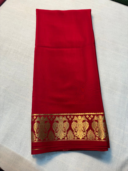 Pure Mysore Silk with Gandaberunda Border - Red