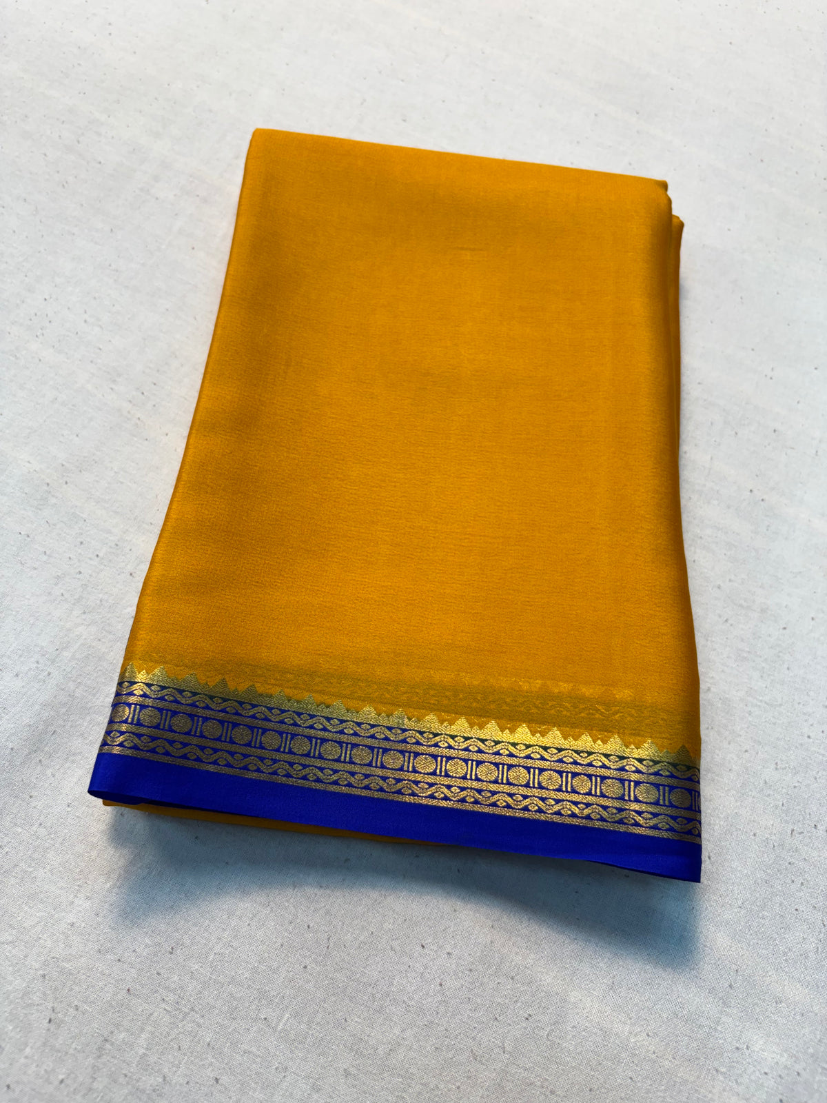 Pure Mysore Silk with 60 GSM Small Border -Yellow