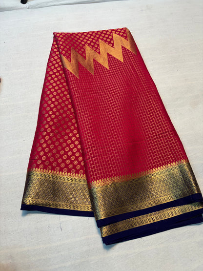 Rising boder Pure Mysore Silk Saree -  Pink