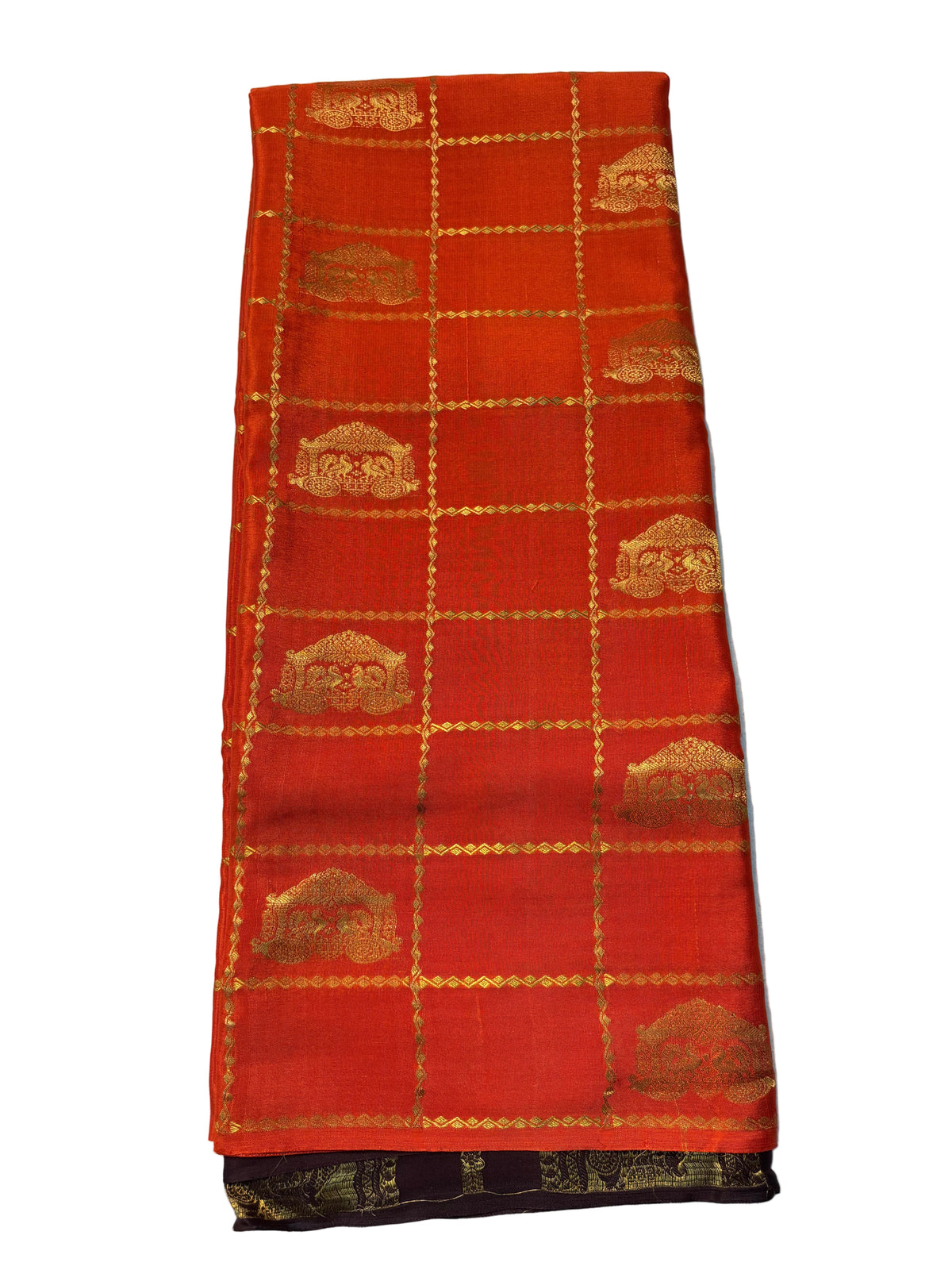 Ratha Vara Pure Mysore Silk Saree -Orange
