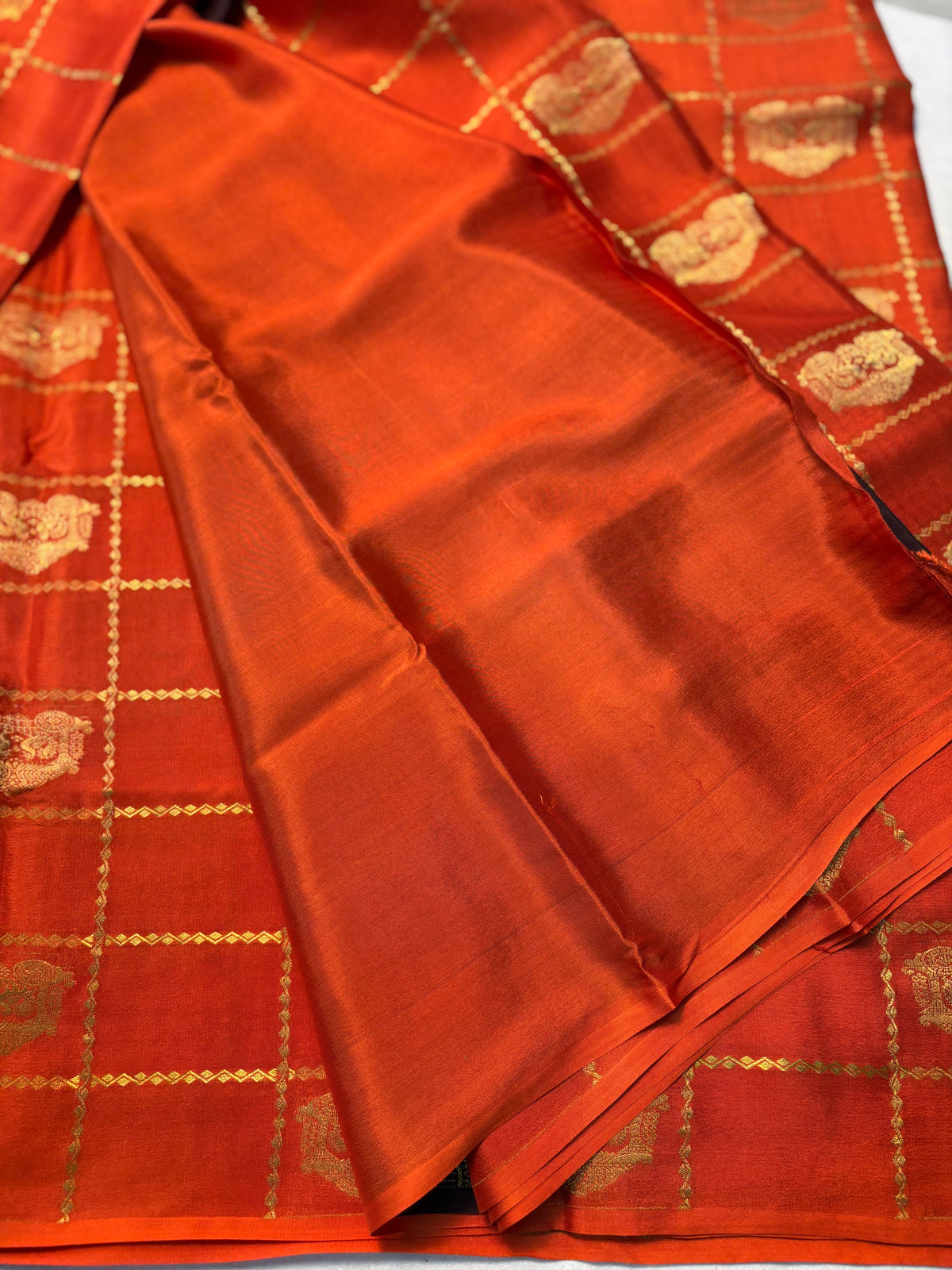 Ratha Vara Pure Mysore Silk Saree -Orange