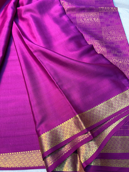 Brocade Pure Mysore Silk saree -Purple