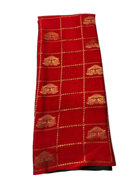 Ratha Vara Pure Mysore Silk Saree -Red