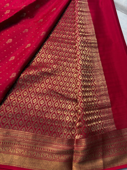Emerald Vriksha Pure Mysore Silk Saree - Pink