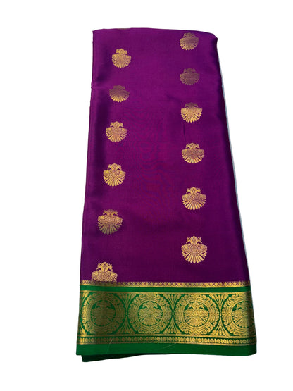 Pure Mysore Silk with Gandaberunda Butta - Purple