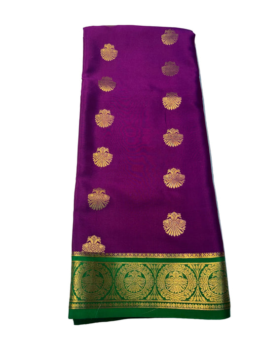 Pure Mysore Silk with Gandaberunda Butta - Purple