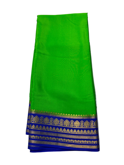 Pure Mysore Silk Saree with Contrast Border -Green