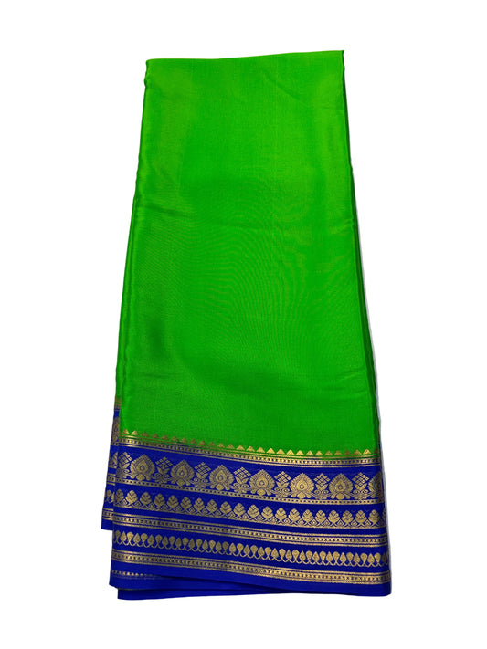 Pure Mysore Silk Saree with Contrast Border -Green