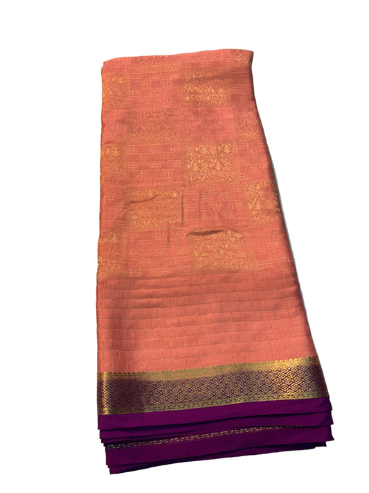 Brocade Pure Mysore Silk saree -  Peach