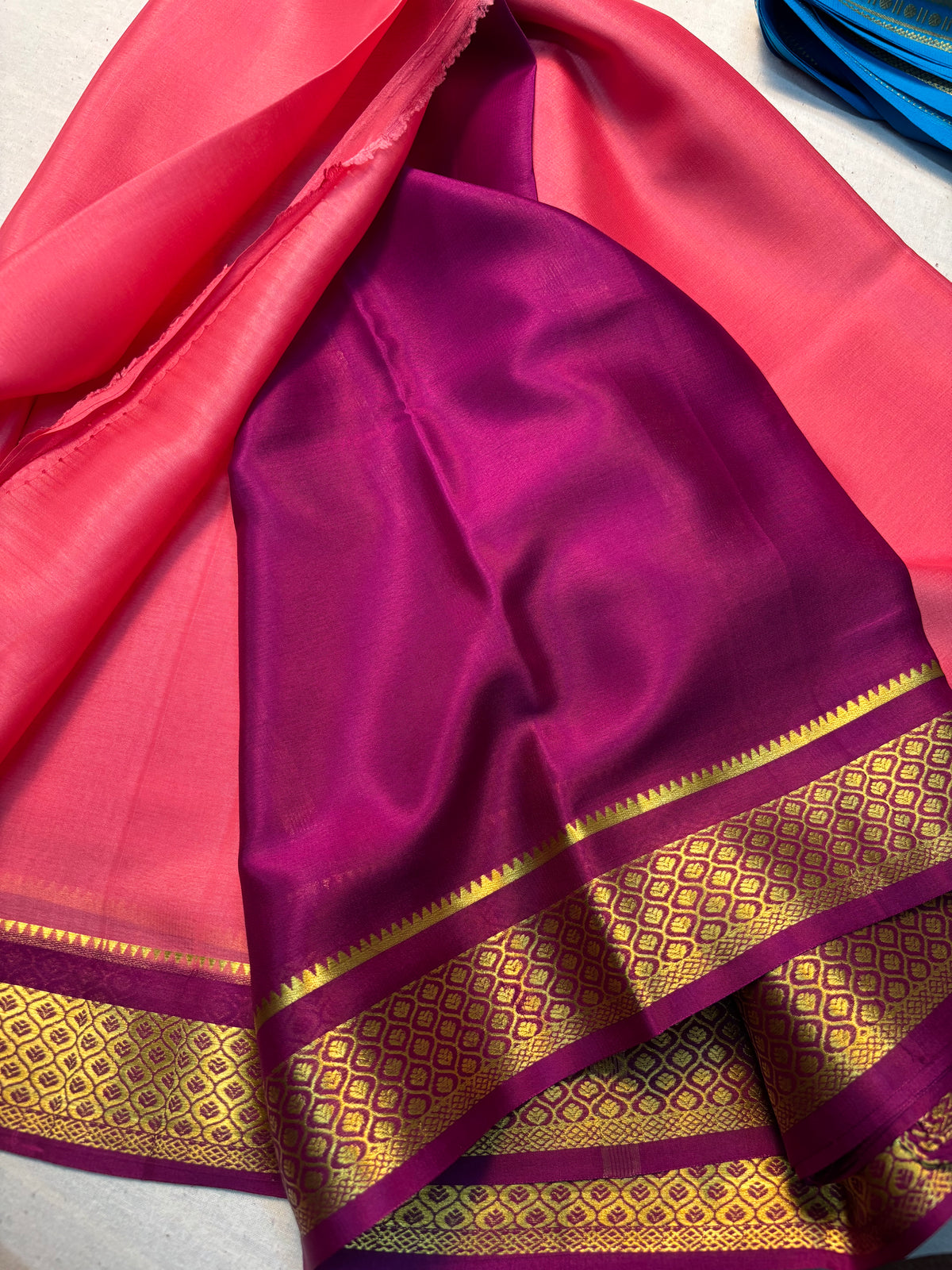 Pure Mysore Silk 60GSM Saree With contrast Border - Pink