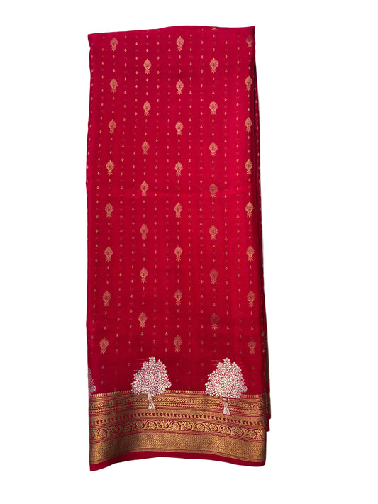 Emerald Vriksha Pure Mysore Silk Saree - Pink