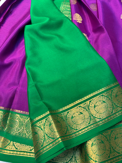 Pure Mysore Silk with Gandaberunda Butta - Purple