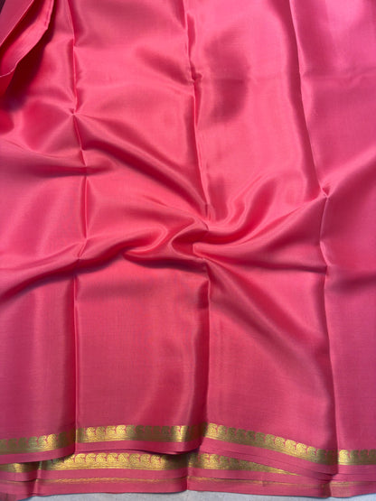 Pure Mysore Silk with 60GSM 1 Inch Border saree - Pink