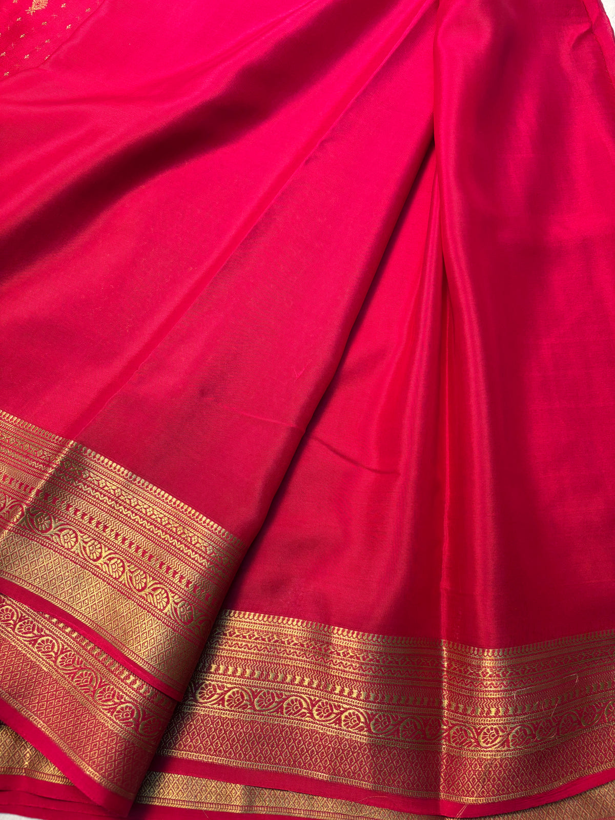 Emerald Vriksha Pure Mysore Silk Saree - Pink