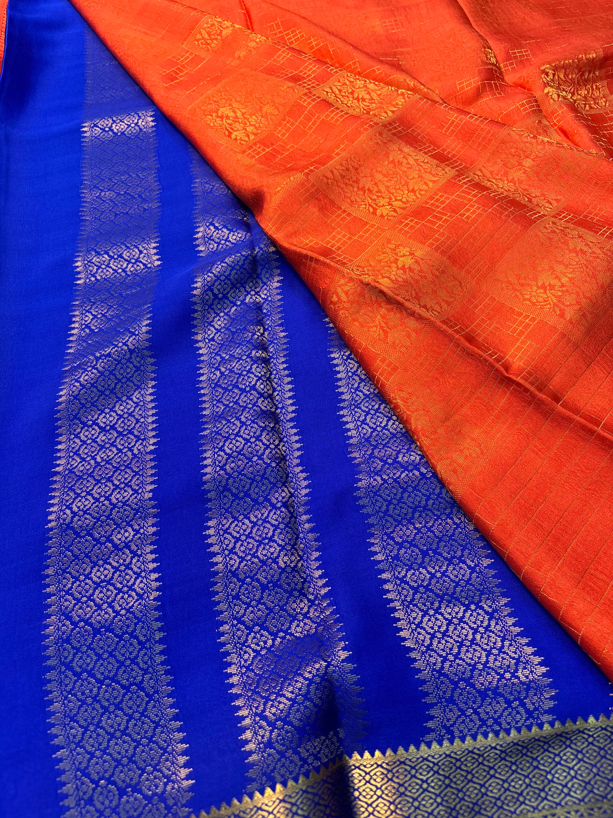 Brocade Pure Mysore Silk saree - Orange