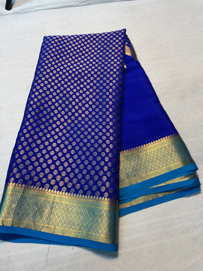 Rising boder Pure Mysore Silk Saree -Blue