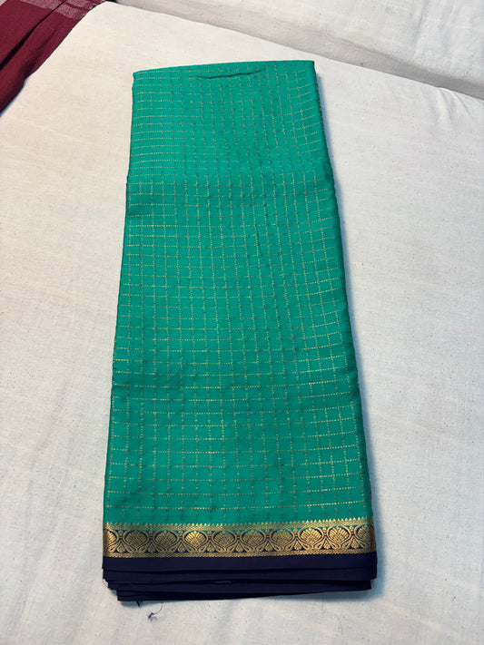 Small checks Pure Mysore Silk saree - Rexona