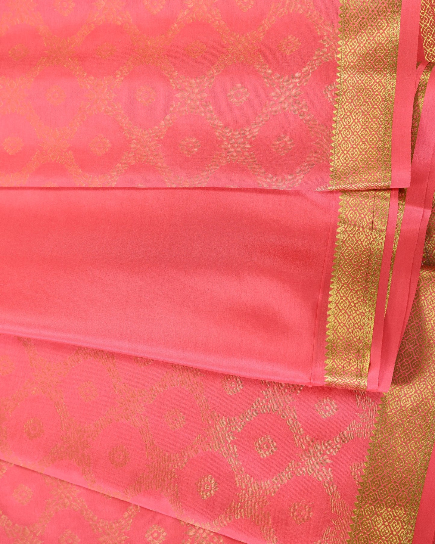 Peach  brocade butta  pure mysore silk