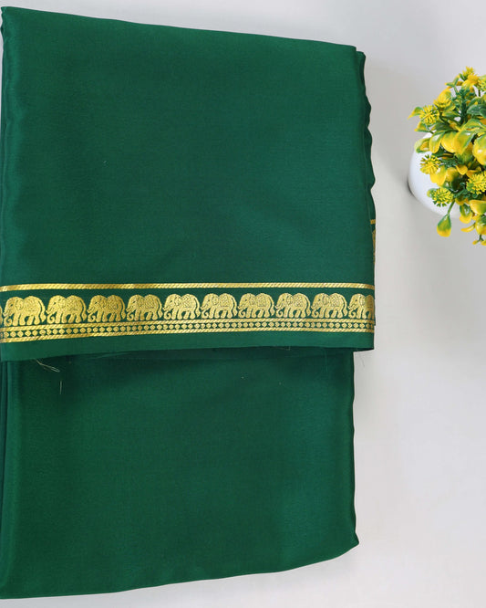 Bottle green 1/2inch boder  pure mysore silk