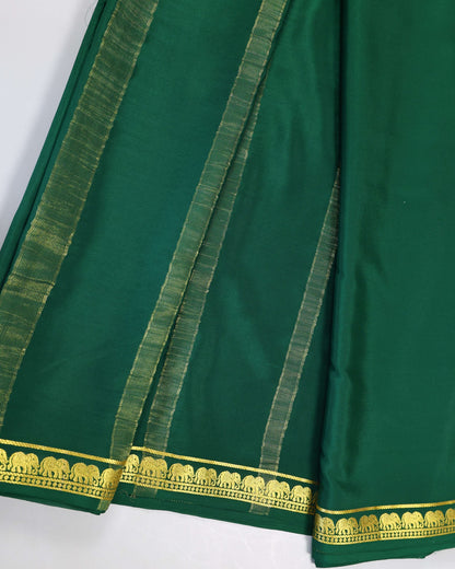 Bottle green 1/2inch boder  pure mysore silk