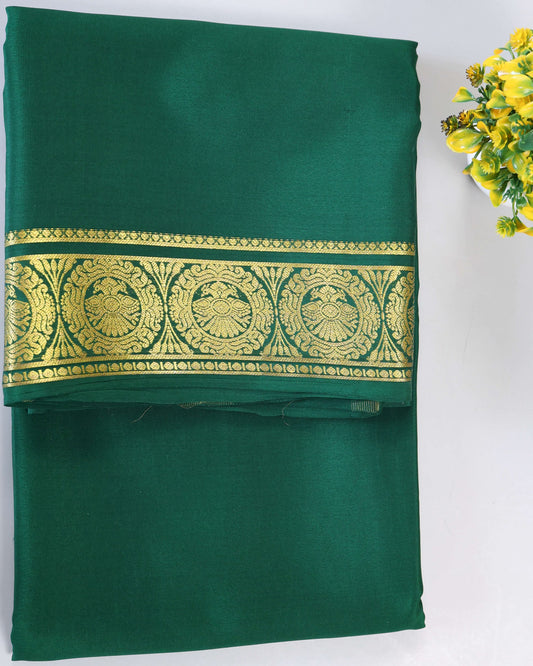 Bottle green GANDABARUNDA boder pure mysore silk