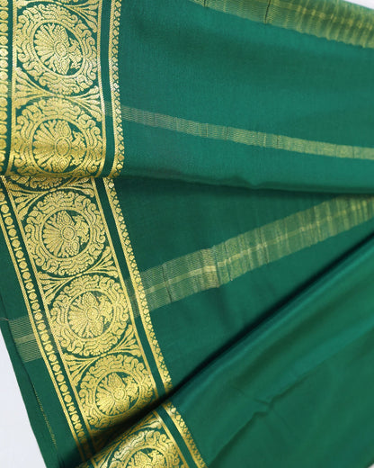 Bottle green GANDABARUNDA boder pure mysore silk