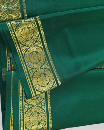 Bottle green GANDABARUNDA boder pure mysore silk