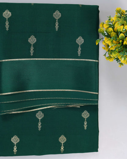 Bottle green gap boder wlth butta pure mysore silk