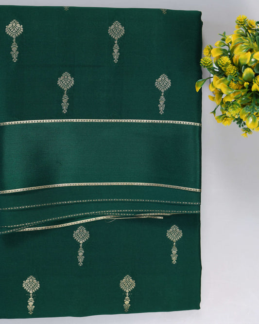 Bottle green gap boder wlth butta pure mysore silk