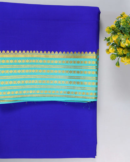 royal blue with sky blue pure mysore silk
