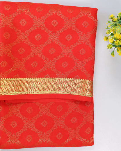 Red  brocade butta pure mysore silk