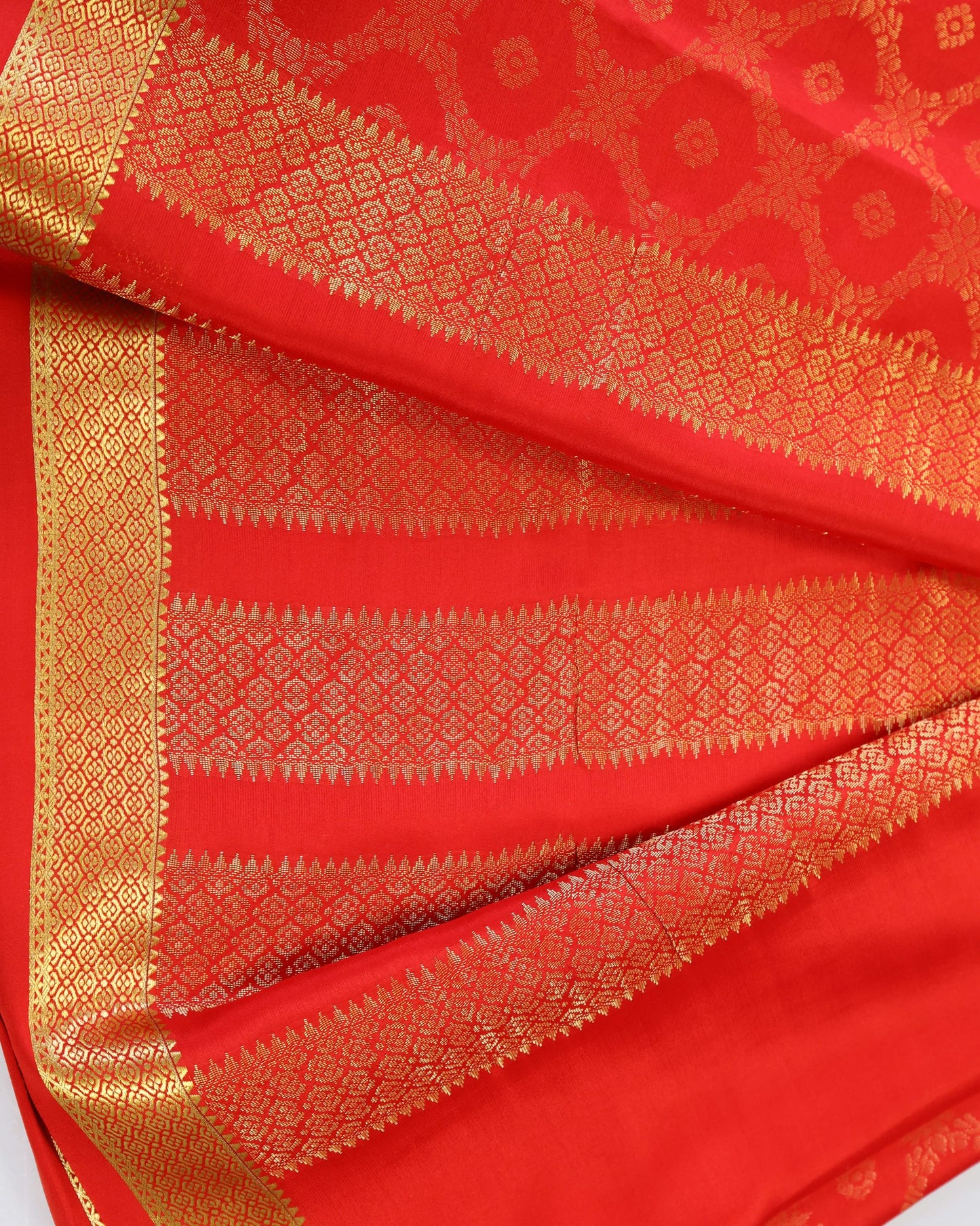 Red  brocade butta pure mysore silk