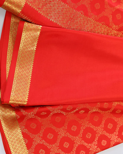 Red  brocade butta pure mysore silk