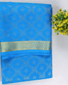 Blue  brocade butta pure mysore silk